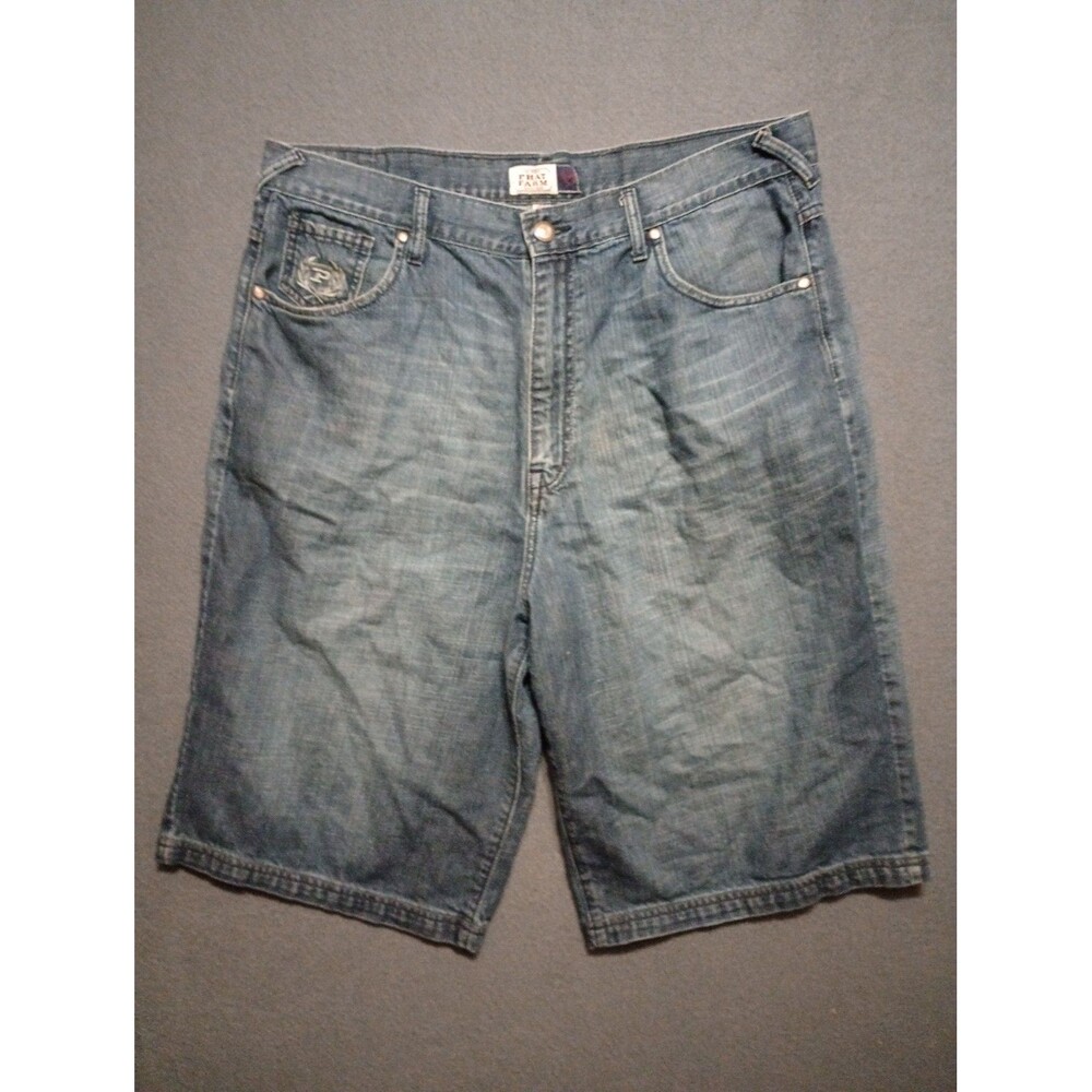 Mens Size 38 PHAT FARM BLUE DENIM SHORTS 100% COTTON